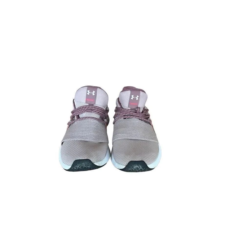 Under Armour Womens Pink Lace Up Charged Breathe Sneakers Running Shoes Size 8.5